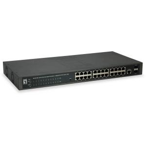 Switch 24x GE GEP-2652 2xGSFP 19" 370W 24xPoE+