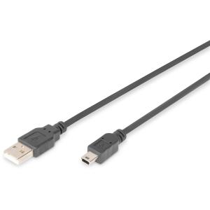 DIGITUS USB 2.0 Anschlusskabel Typ A -mini B St/St 3.0m. sw AK-300108-030-S