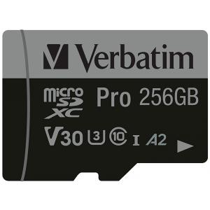 CARD 256GB Verbatim MicroHC Pro Class 10 + Adapter retail 47045