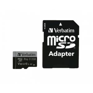 CARD 512GB Verbatim MicroHC Pro Class 10 + Adapter retail 47046