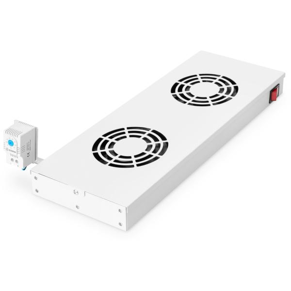 DIGITUS Einschubbelüftungseinheit 2 Lüfter grau DN-19 FAN-2-HO