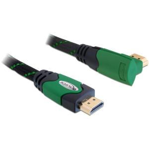 DELOCK Kabel HDMI A-A St/St gewinkelt rechts gruen 1m 82951