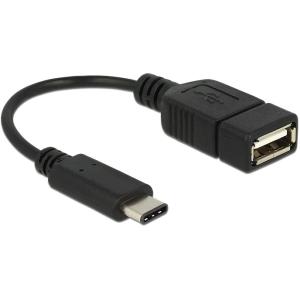 DELOCK Adapterkabel USB Type-C 2.0 Stecker > USB 2.0 A Buchse 15cm schwarz 65579