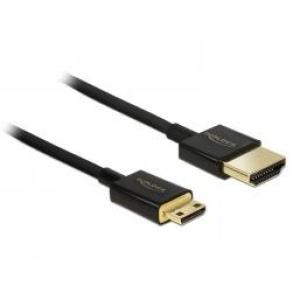 DELOCK Kabel High Speed HDMI mit Ethernet - HDMI-A Stecker > HDMI Mini-C Stecker 3D 4K 2 m Slim Premium 84778