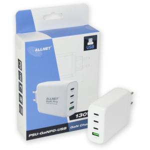 Z ALLNET Ersatznetzteil QC USB-C PD GaN Netzteil Power Supply130Watt 1x USB Typ-A QC 3x USB Typ-C**EU PLUG**