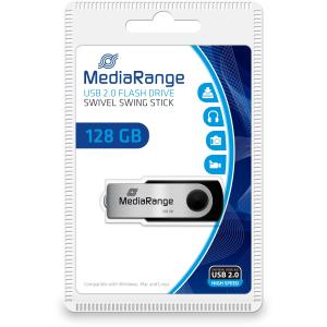 USB Stick 2.0 inkl. URA 128GB silber schwarz MEDIARANGE MR913 (4260459613329)