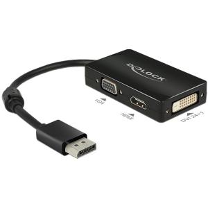 DELOCK Adapterkabel DisplayPort Stecker > 1 x VGA + 1 x HDMI + 1 x DVI 24+1 schwarz 62656