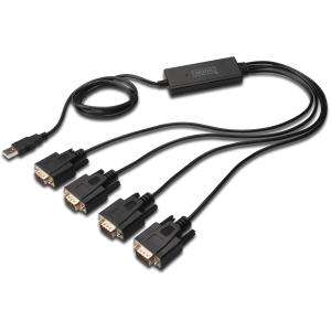 DIGITUS USB 2.0 Anschlusskabel 2.0 -4x RS232 Kabel 1.5m. sw DA-70159