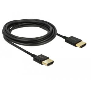 DELOCK Kabel High Speed HDMI mit Ethernet - HDMI-A Stecker > HDMI-A Stecker 3D 4K 0.25 m Slim High Quality 85117