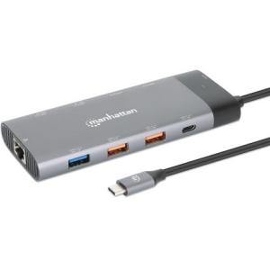 MANHATTAN USB-C PD 10-in-1 Dual-Monitor 8K Dockingstation 130714