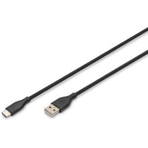 Digitus USB-A > USB-C 2.0 (ST-ST) 1m Ladekabel Silikon 60W Schwarz AK-300340-010-S