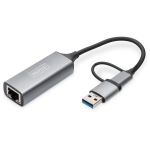 USB Type-C Gigabit Ethernet Adapter, USB-C + USB A DIGITUS DN-3028 (4016032473572)