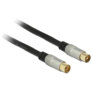 DELOCK Kabel IEC Stecker > IEC Buchse RG-6/U quad shield 2m Premium schwarz 88946