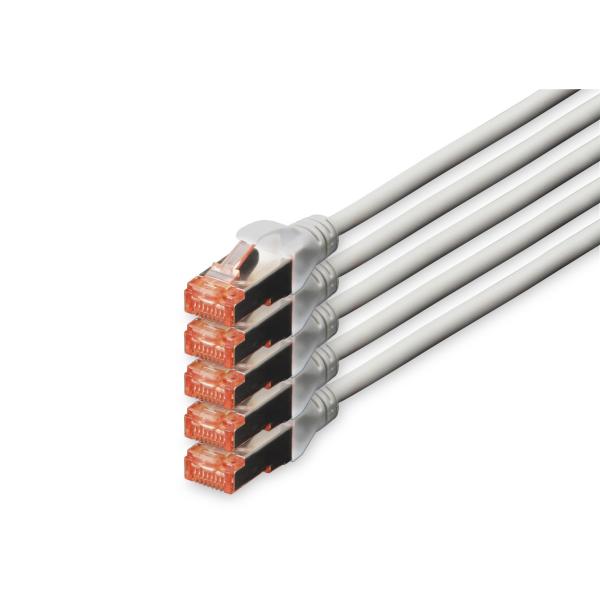 DIGITUS CAT 6 S/FTP Patchkabel, 5 Stück, 7m, grau DK-1644-070-5
