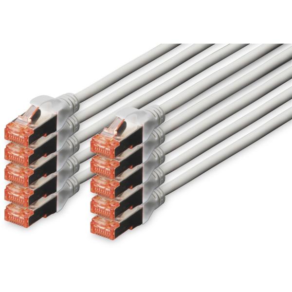 Patchkabel Kat. 6, S/ FTP, 0, 5 m, grau, Set DIGITUS DK-1644-005-10 (4016032441434)