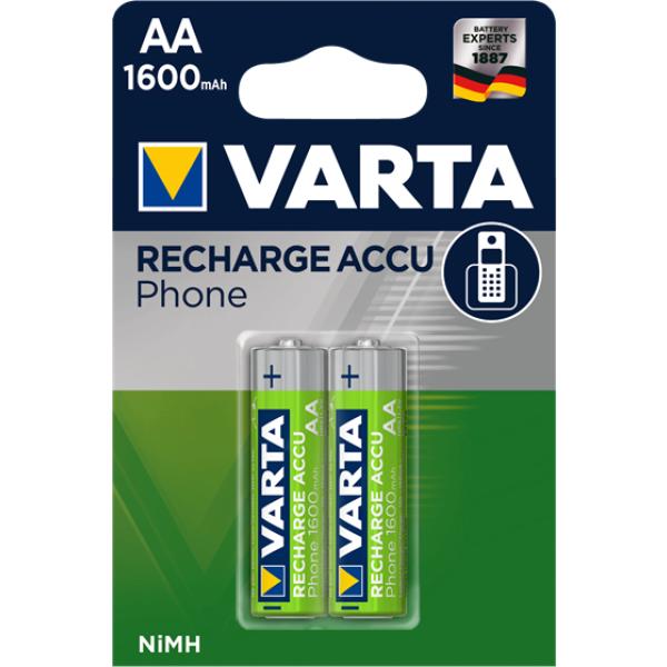 2 Varta Akkus Recharge Accu Phone Mignon Aa 1.600 Mah 58399201402 (4008496330904)