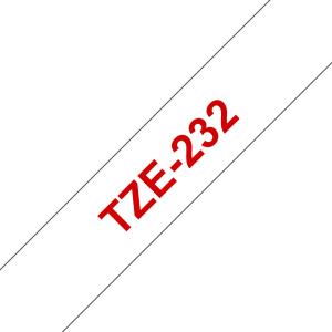 TZE-232 WEISS/ROT LAM. 12MM (8M) BROTHER TZ-232 BESCHRIFTUNGSBAND TZE232 (4977766685245)