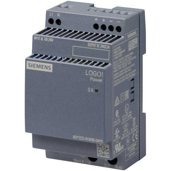 6EP3332-6SB00-0AY0 LOGO!POWER 24V / 2,5A SIEMENS Stromversorgung 6EP33326SB000AY0 (4025515154853)