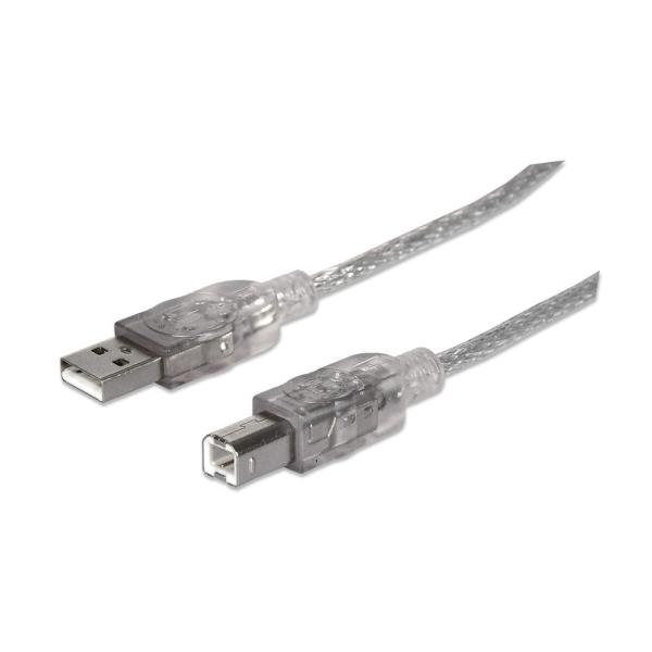 Hi-Speed USB Kabel Durchsicht. Silber 5m MANHATTAN 345408 (0766623345408)