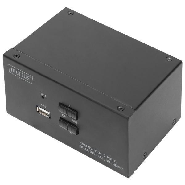 KVM Switch, 2-Port, Dual-Display, 4K, HDMI DIGITUS DS-12860 (4016032467168)