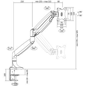 Monitorarm, aus Aluminium, silber LogiLink BP0042 (4052792046472)
