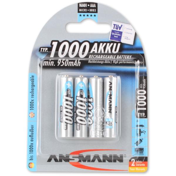NiMH Akku Premium, Micro AAA, 1.000 mAh, 4er Blister ANSMANN 5030882 (4013674030880)