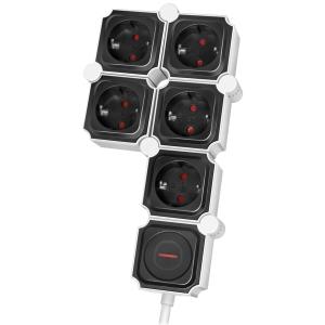 Flexible Steckdosenleiste, 5-fach, schwarz/ weiß LogiLink LPS277 (4052792066944)