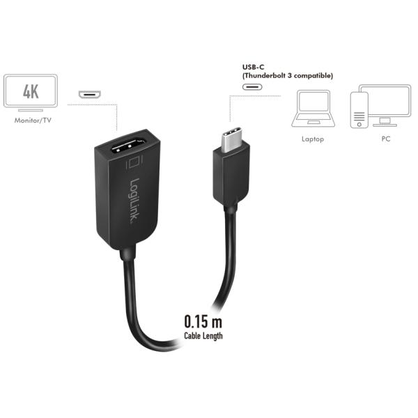 USB-C - HDMI Adapterkabel, schwarz LogiLink UA0236A (4052792043686)