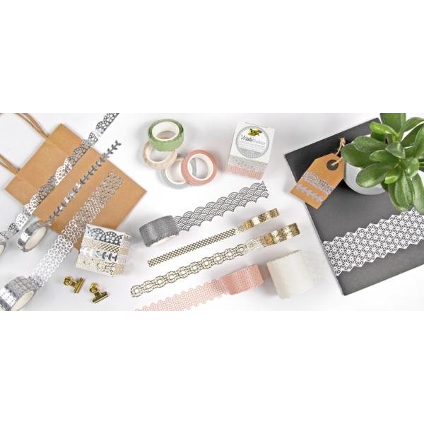 Deko-Bordüre Washi-Dekor 'BLÜTEN', 50 mm x 5 m, weiß folia 29101 (4001868116892)