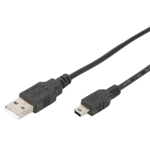 USB 2.0 Anschlusskabel, USB-A - Mini USB-B, 1, 0 m DIGITUS DB-300130-010-S (4016032323235)