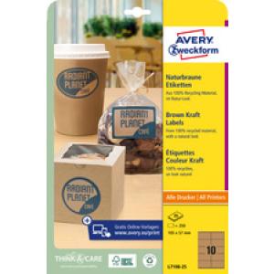Naturbraune Etiketten, 105 x 57 mm AVERY Zweckform L7108-25 (4004182171080)