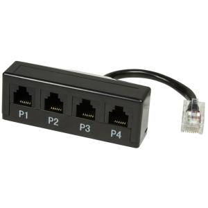 LogiLink Telefon-Splitter, 4-fach, Farbe: schwarz MP0036 (4052792035544)