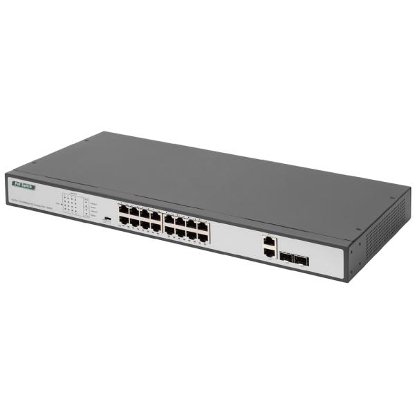 19' Fast Ethernet PoE Switch, 16-Port, Unmanaged DIGITUS DN-95342-1 (4016032485667)