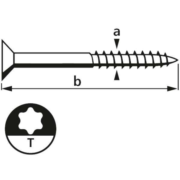 Holzschraube Plus, 4, 5x40 mm, T20, Edelstahl, 50 Stück suki. 6181048 (4032526711197)