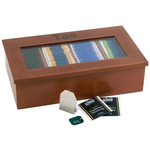 Teebox, aus Holz, 4 Kammern, hellbraun APS 11575 (4004133115750)