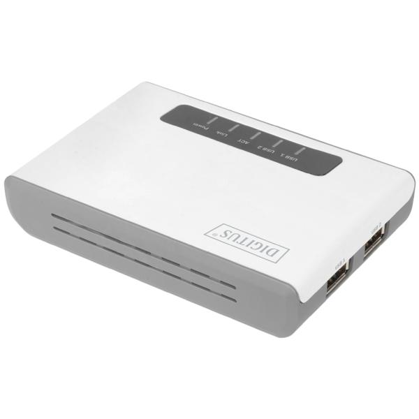 2-Port USB 2.0 Wireless Multifunction Network Server DIGITUS DN-13024 (4016032473022)