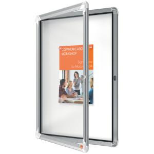 Schaukasten mit Klapptür 9x A4, 70,8x96,6x4,3 cm weiß magnethaftend NOBO 1902560 (5028252063890)