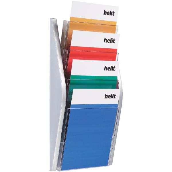 4er Wand-Prospekthalter 'the arc', DIN A4 hoch, schwarz helit H6270195 (4012086010466)