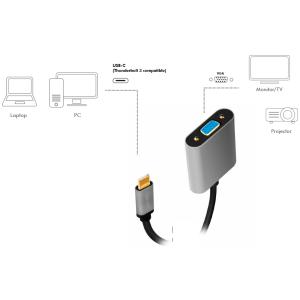 USB-C - VGA Adapterkabel, 0, 15 m, schwarz/ grau LogiLink CUA0104 (4052792062243)