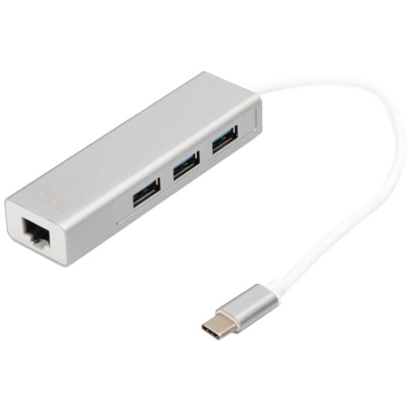 USB 3.0 Hub Super Speed, 3-Port + Ethernet DIGITUS DA-70255 (4016032430100)