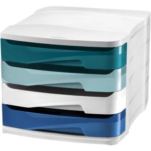 CEP Schubladenbox Riviera, 4 Schübe, weiß / blau cep 1003940511 (3462159014982)