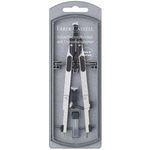 FABER-CASTELL Schnellverstellzirkel, silber / schwarz Faber-Castell 174014 (4005401740148)