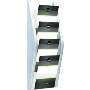 4er Wand-Prospekthalter 'the arc', DIN A5 hoch, silber helit H6270200 (4012086010503)