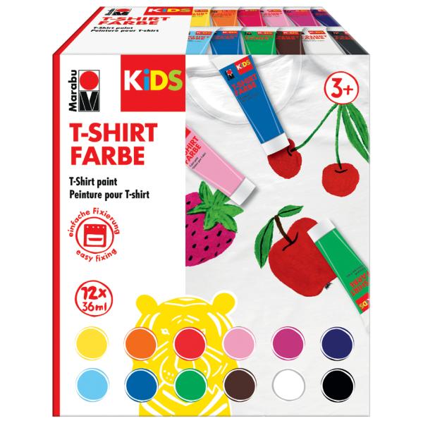 KiDS T-Shirt Farbe, Tube, 36 ml, 12er Set Marabu 0308000000011 (4007751967428)