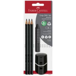 FABER-CASTELL Bleistift GRIP 2001 Set, schwarz, Blister Faber-Castell 580024 (4005405800244)