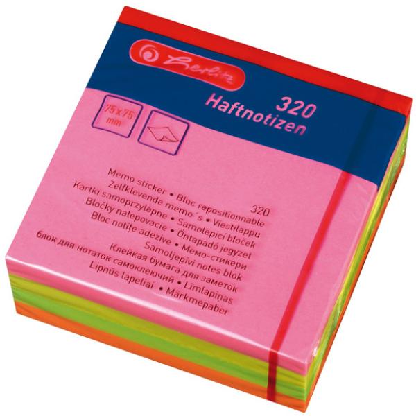 Haftnotiz-Würfel, 75 x 75 mm, Neonfarben herlitz 300008427 (4008110790770)