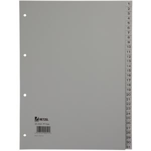 Kunststoff-Register, Zahlen, A4, 1-31, PP, grau HETZEL 25245481 (4013702000595)