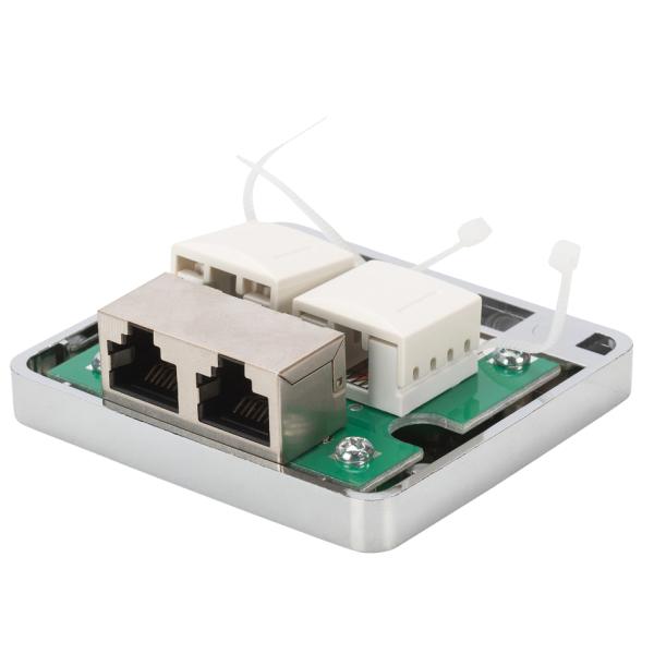 Aufputzdose Kat.6, 2 x RJ45, geschirmt, silber DIGITUS DN-93711 (4016032425861)