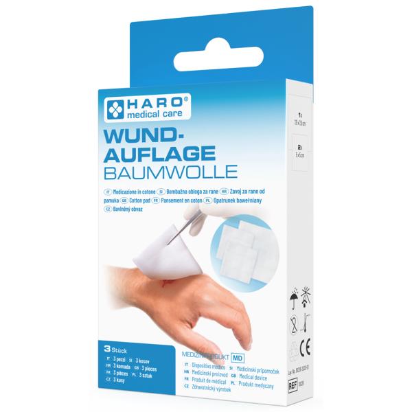 Wundauflage, aus Baumwolle, weiß, 3er Pack HARO 10028 (4062191100286)