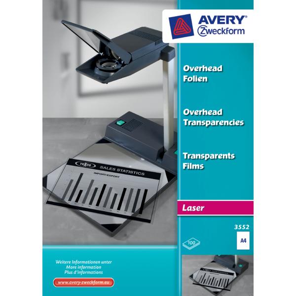 OHP-Folien, A4, klar AVERY Zweckform 3552 (4004182035528)